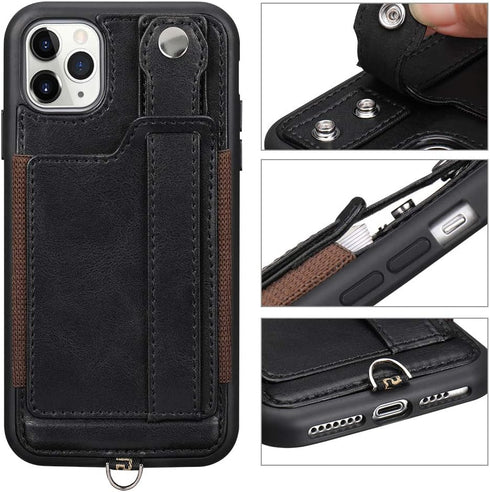 TOOVREN Phone Cover for iPhone 11 Pro Max Wallet Case with Card Holder PU Leather Kickstand Fits iPhone 11 Pro Max Case with Strap Stand Adjustabl...